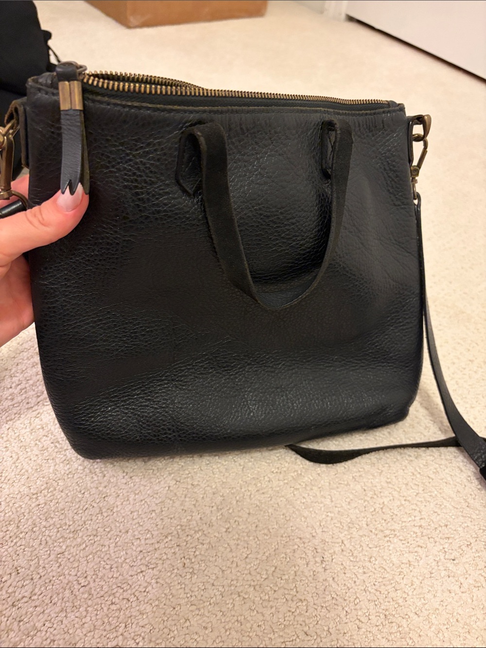 Madewell Black Leather Zip-Top Crossbody Tote - Picture 4 of 4